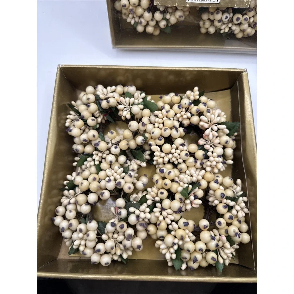 Restoration Hardware White Winterberry Taper Rings Set of 8 Holiday Decor
